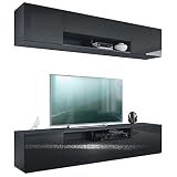 Práctico mural compuesto por dos elementos idénticos: Cada elemento de TV tiene dos puertas, una solapa y una zona abierta que es perfecta para los receptores o las consolas