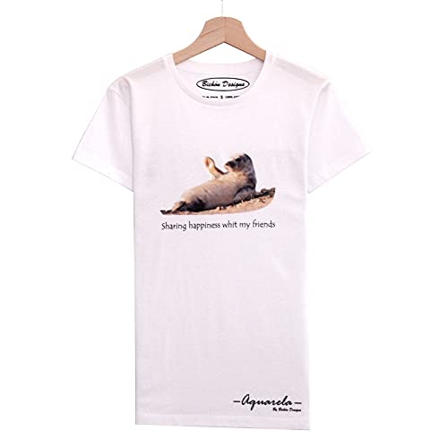 T-shirt blanc manches courtes femme XXL Aquarela Leon Marino 1 coton léger