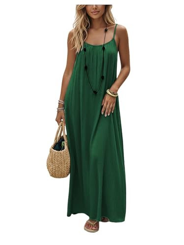 Image of SHENHE Women's Open Back Spaghetti Strap Beach Maxi Dress Loose Flowy Vacation Sundress