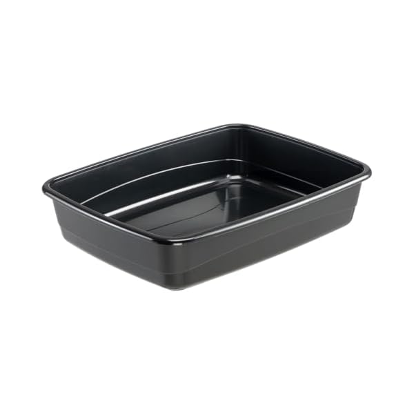 Ferplast Katzenklo, offene Katzentoilette mit hohen Rändern, 49,5 x 64,5 x H 14,5 cm, NIP 30 große Katzenstreu, schwarz