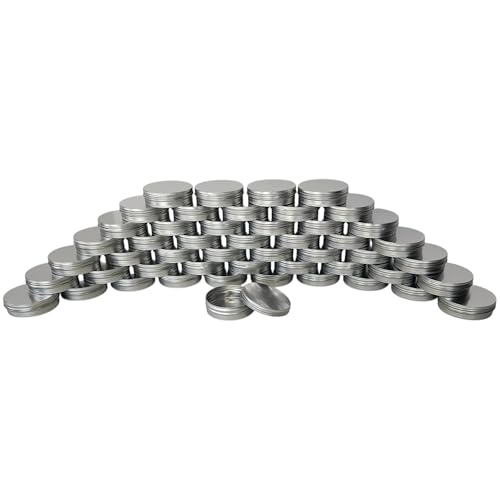 50 Pack 4 oz Tins Made in the U.S.A. Screw Top Round Metal Tins for Candles Salves Lotions Ointments Balms Waxes Spices Storage Arts Crafts Slime DIY and Travel