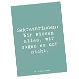 Mr. & Mrs. Panda Postkarte Spruch Sekretärin Geheimnisträgerin - Geschenk, Diskretion, Geschenke mit Herz, Ansprechpartner, Sekretärinnen wertschätzen, Beruf, bildkarte, Berufsalltag, Postkarten