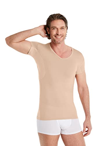 FINN Camiseta Anti-Sudor Hombre con Mangas Extra Cortas Debajo Camisas de Manga Corta y Polos - Camiseta Interior con Protección Garantizada contra Manchas de Sudor y Mal Olor Nude M