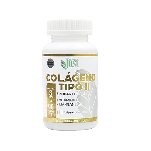 Colágeno Tipo II Premium. Sin Desnaturalizar 90 Cápsulas + Vitamina E, Manganeso.