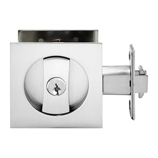 Pocket Door Lock with Key,Privacy Door Hardware Suitable for Bathroom Bedroom etc Recessed 2 Sided, 2 3/8" Backset, Invisible Hardware for 1 3/8” to 2 3/16” Thickness Door (Sliver)