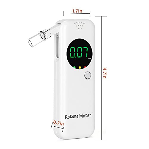 Ketone Breath Analyzer Portable Digital Ketone Breath Meter Professional Ketosis Breathalyzer Tester for Ketosis Tracking with 10 Replaceable Mouthpieces
