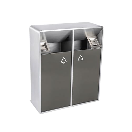 Papelera para Exterior Bote De Basura Al Aire Libre De 38L/80L Bote De Basura De Dos Colores De Metal Cuadrado De Doble Barril, Botes De Basura Comerciales Domésticos Modernos (con Cenicero) Contenedo