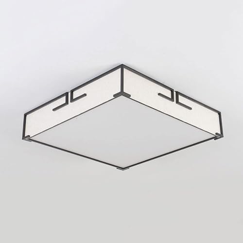 Plafonnier LED carré chinois en tissu 50cm à intensité variable - 4