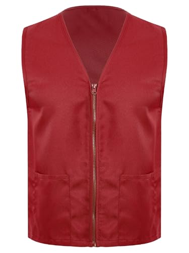Kid Girls Boys Volunteer Vest Sleeveless V Neck Waistcoat with Pockets for Supermarke Waiter