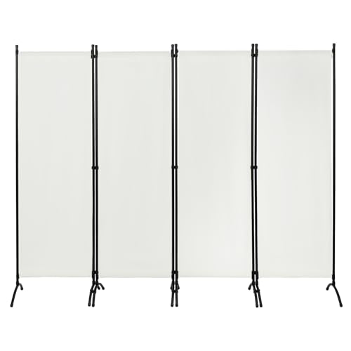 WOLTU Paravent 4 Teilig 224x182 cm Creme, Raumteiler Freistehend Trennwand und Klappbar, Sichtschutz Spanische Wand für Innen- und Außenbereich, Ideal für Wohnzimmer, Balkon und Garten