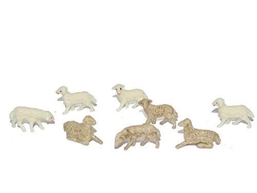 2x BUSTA 8 PECORELLE MINI PECORE CM 2 MINIATURA IN PLASTICA PRESEPE NATALE