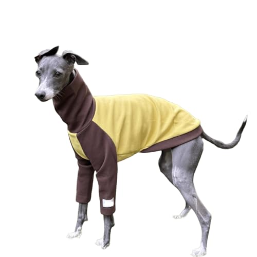 UOSIA グレイハウンド犬用セーターワンピースイエローウィペット二本足用暖かいタートルネックコスチューム冬用ペット長袖セーターシャツ中型〜大型犬用