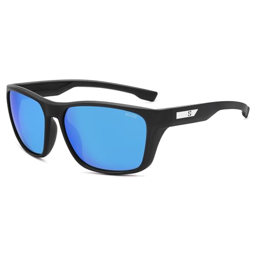 SOJOS Polarized Square Sunglasses Men Womens, TR90 Lightweight Frame UV Protection Shades3