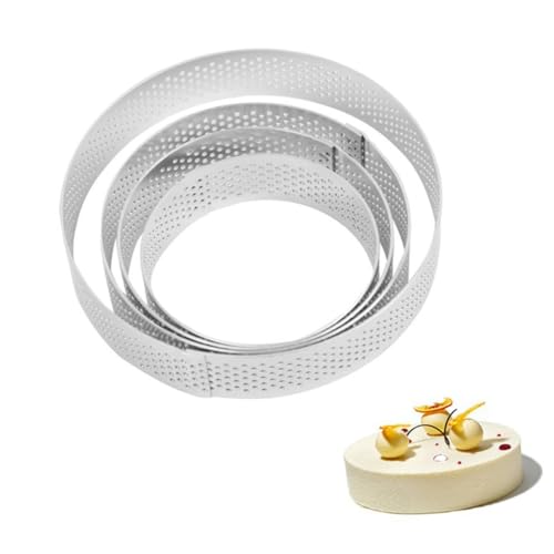 ZUNOXAZ Molde Anillo Redondo para Tartas de Acero Inoxidable Diseño Ventilado con Orificios Uniformes Cortador para Mousse Galletas y Repostería Utensilio para Hacer Tartas Caseras de