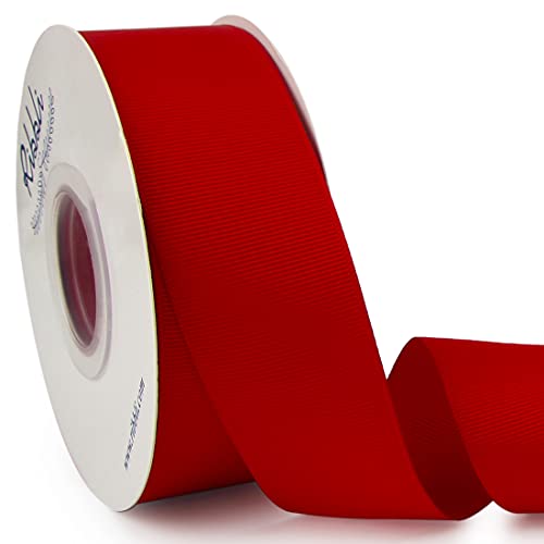 Ribbli Red Grosgrain Ribbon 1-1/2 inches x Continuous 25 Yards Use for Bows DIY Hair Accessories Gift Wrapping Craft and Sewing