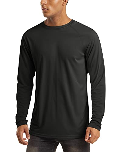 MAGCOMSEN Herren UV Shirt UPF 50+ Sportshirts Langarm Funktionsshirt Herren Laufshirt Regular Fit Trainingsshirt Wandershirts Angeln Shirts für Sport Schwarz XL