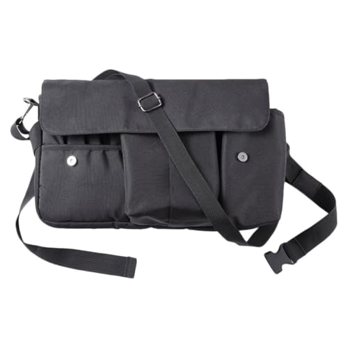 UKCOCO Bolsa de Maquillaje Organizador Portátil de Gran Capacidad Cinturón de Lona Negra Diseño Creativo y Práctico para Almacenamiento de Brochas y Cosméticos
