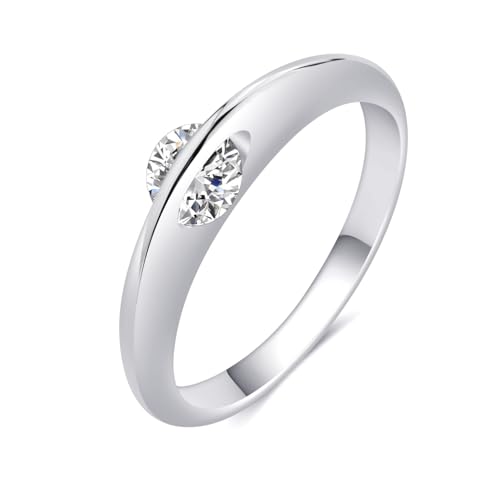 Single 0.5 Carat Moissanite Eternity Ring for Women, 925 Sterling Silver Planet Element Wedding Band, Interstellar Moissanite Rotatable Ladies Ring2