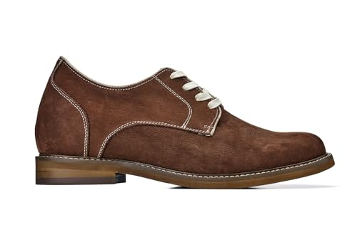CALTO Men's Invisible Height Increasing Elevator Shoes - Terracotta Brown Lace-up Premium Leather Casual Derby - 3 Inches Taller - J1313 - Size 8.5 D(M) US2
