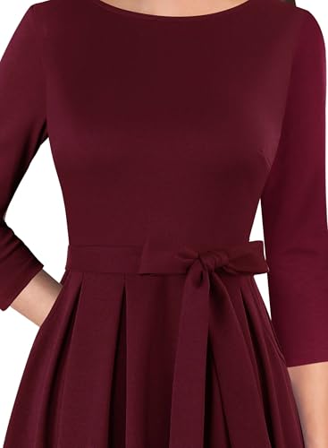 Image of VFSHOW Womens Work Business Casual Church Pockets Belted A-Line Midi Dress