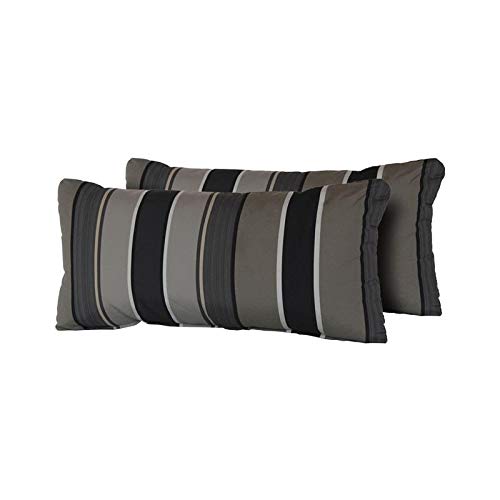TK Classics Grey Mix Stripe Outdoor Throw Pillows Rectangl