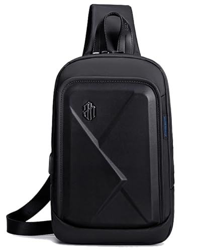 Arctic Hunter Sling Bag for Men Stylish Side Bag with USB Port Anti-theft Water-resistant Shoulder Crossbody Bag for 9.7-inch iPad Biking Travel Business College,Black