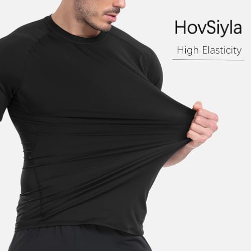 HovSiyla Men's Compression Shirts Cool Dry Short Sleeve Baselayer Athletic Workout T Shirts
