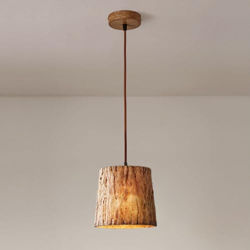 Lámpara colgante de resina tipo tocón de árbol E27 para techo de comedor 2
