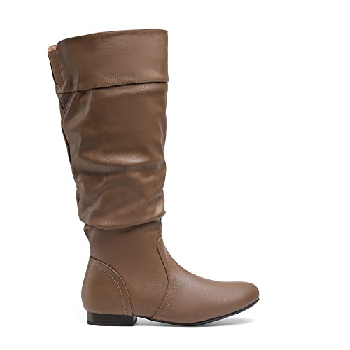DREAM PAIRS DREAM PAIRS Women's Wide Calf Knee High Pull On Fall Weather Winter Boots,Size 8.5,Wide/Calf/Camel,BLVD-W