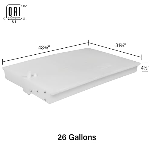 Image of 26 Gallon RV Fresh Water Tank, Potable Water Storage Tank for Drinking, Cooking, Cleaning, Showering, for Campers, Trailers, Motorhomes, RVs, Low-Profile Shape, 48.7 inch x 31.7 inch x 4.5 inch (WT-1496)