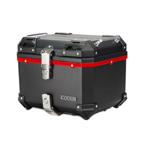 CODEM バイク リアボックス 45L 大容量 トップケース ABS 軽量 純正同色 バイクボックス 四角 耐衝撃 防犯対策 キーロック可能 取付ベース 簡単脱着 汎用 スーパーカブC125/原付二種等 防水 防塵 バックレスト付き ツーリング/通勤/デ