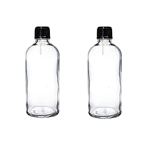PHARCOS 100ml Transparent Glass Bottles with Black Cap & Euro Dropper Plug Refillable Leak-Proof Bottles for Essential Oils, DIY Blends, Perfume & Aromatherapy Use pack of 1