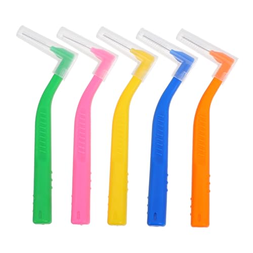 Beavorty 5 Piezas cepillo interdental Suave curvo pinceles interdentales oral Eliminación b herramientas cepillo de limpiadores de cepillos interdentales seda de nailon