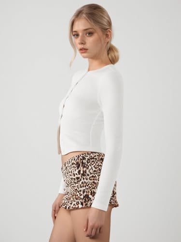 Ribbed Long Sleeve Cardigan for Women, Button Down Slim Fit Crop Top Going Out Cute Casual Trendy Blouses3