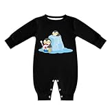 [STEBVI] ロンパース かき氷を食べるペンギン ベビー服 長袖 カバーオール 女の子 男の子 赤ちゃん服 前開き パジャマ 新生児 幼児 かわいい 肌着 柔らかい 部屋着 寝間着 出産祝い プレゼント 12-18M