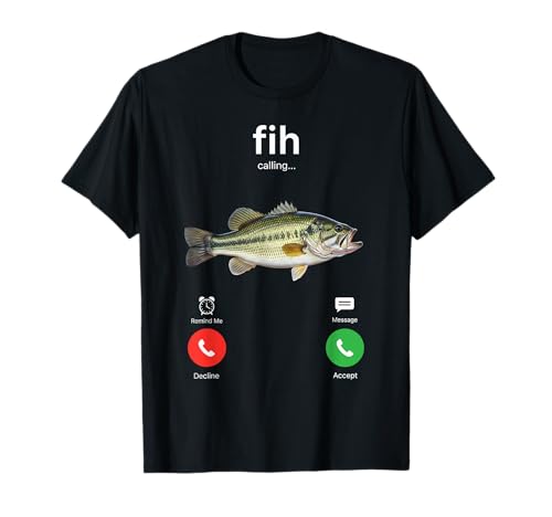 Fih Calling Decline Accept Phone Call Funny Fish T-Shirt