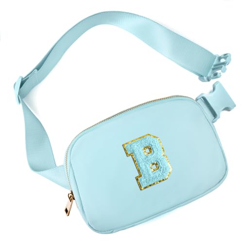 Image of Gitus Gifts for 8 9 10 11 12 Year Old Girls Belt Bag Fanny Pack Crossbody Bags with Initial Letter Patch Cute Stuff Birthday Gifts for Teen Girls Women Personalized Trend Stuff (Icing Blue-B)