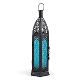 Koehler 15245 13 Inch Tall Floret Blue Candle Lantern