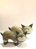 scultura in legno dipinta a mano due gatti