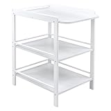 MATERIAL - der Wickeltisch besteht aus robustem Kiefer Massilvholz und die Fächerböden aus Möbelplatte in der Farbe weiß