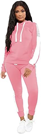 TOPSRANI Womens Sweatsuits Tracksuit Two Piece Outfits Casual Color Block Jogging Sweat Suits Matching Jogger Pants Set Pink L