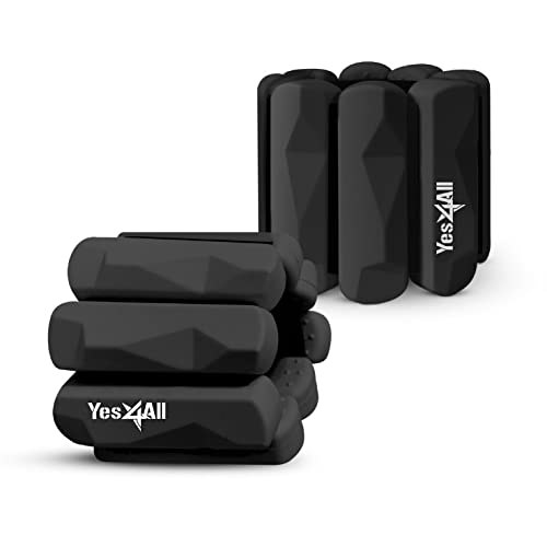 Yes4All Adjustable Wearable Wrist & Ankle Weights, Silicone Wrist Weight for Strength Training, Yoga, Jogging, Running, Suit Home Gym Indoors and Outdoors - Charcoal
