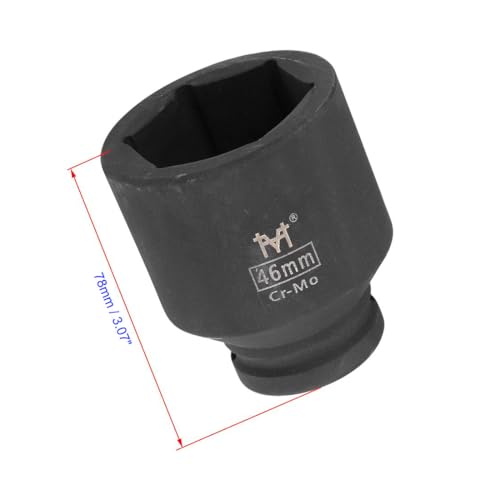 Unifizz 3/4 Inch Drive - 46mm Deep Impact Socket with 6 Point Design, Heat-Treated Cr-V Steel 78mm Length, Metric Sizes - Image 2