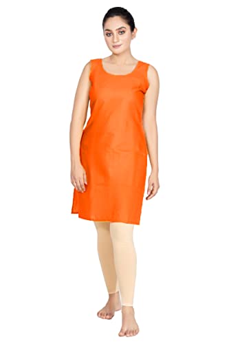 Image of Women's Cotton Long Camisole for Kurti /Suit Slip /Long Inner /Samij for Women Sameej /Knee Length Inner Wear /Sameez /Kurti Slip /Round Neck /Invisible
