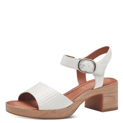 Jana Damen Sandalen mit Absatz mit Klettverschluss Vegan, Weiß (White), 40 EU