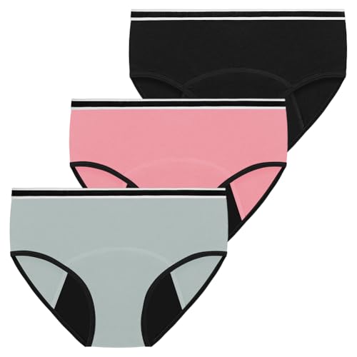 Adiwo Mutande Mestruali Assorbenti, Mutande Donna per Ciclo Mestruale con Slip, Lavabili e Riutilizzabili con Protezione Integrata, per Giorno e Notte, Flusso Abbondante, Taglia M, 3 Confezioni