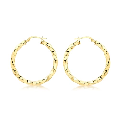 Boucles d'oreilles créoles torsadées 30mm en or jaune 9 ct Carissima pour femmes