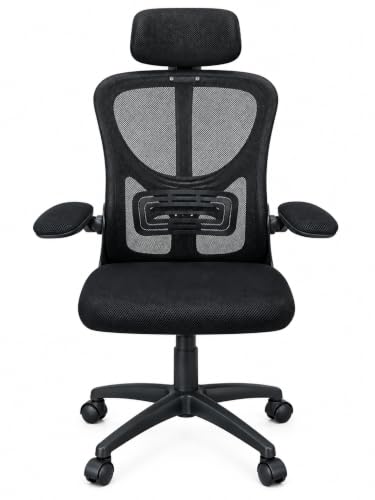 Image of VELORA Ergonomic Office Chair - High Back Mesh Computer Chair with Adjustable Lumbar Support, Headrest, Armrests | Height Adjustable, Tilt Lock | Work from Home, Study, Gaming | 100kg Capacity, Black
