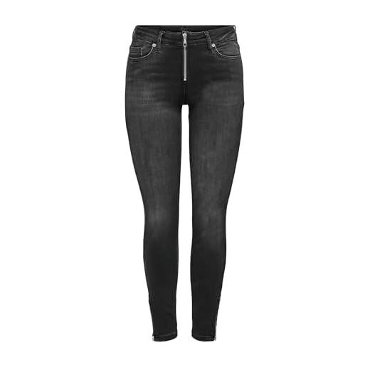 ONLY Damer Onlblush Life Mid Zip W Skin A DNM Rea Jeans, Mörkgrå denim, M