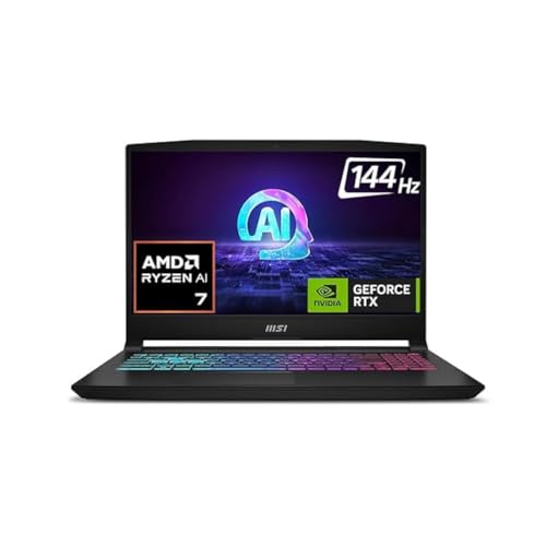 Image of MSI Katana A15 AI, AMD 8th Gen. Ryzen 7 8840HS,Built-in AI, 40CM FHD 144Hz Gaming Laptop (16GB /512GB NVMe SSD /Windows 11 Home /MSO 2021 /NVIDIA GeForce RTX 4050, GDDR6 6GB /Black /2.25Kg) B8VE-481IN